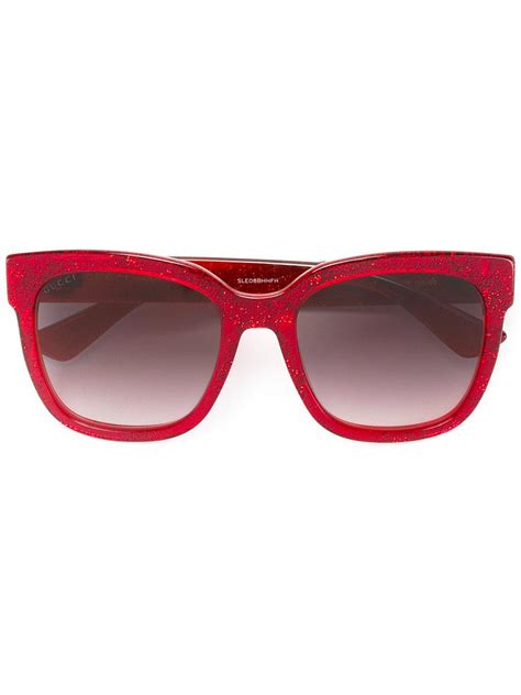 dark red gucci prescription sunglasses sparkly piece on arm|gucci red sunglasses women.